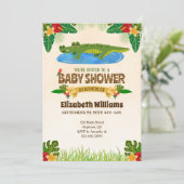 ジャングルアリゲーターワニ赤ちゃんシャワー招待状 招待状 (スタンド正面)