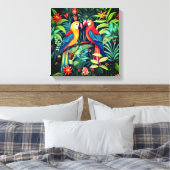 ジャングルアートに登場するマンガ鳥 キャンバスプリント (インサイチュ (寝室))