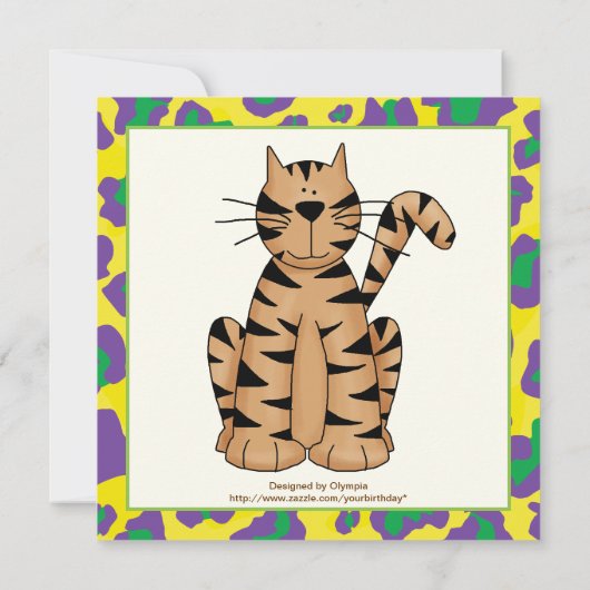 ジャングルイエローパープルサファリ子供の誕生日パーティー 招待状 (裏面)