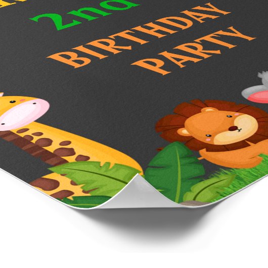 ジャングルウェルカムパーティーのサイン野生動物のポスター ポスター (角)