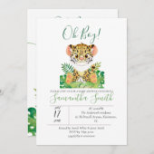 ジャングルウォーターカラーベビーシャワーヒョウ招待状 招待状 (正面/裏面)