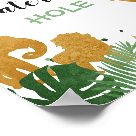 ジャングルウォーターリングホールサイン動物園サファリ飲み物テーブル ポスター (角)