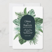 ジャングルウォーター色のトロピカルグリーン葉の招待 (正面)