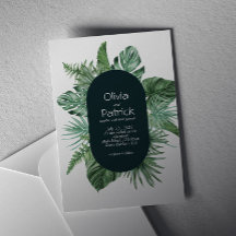 ジャングルウォーター色のトロピカルグリーン葉の招待