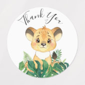 ジャングルウォーター色ベビーシャワーライオン ラベル (デザイン1)