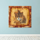 ジャングルエジプトグランジアートキャンバスのライオン キャンバスプリント (インサイチュ (ウッドフロア))
