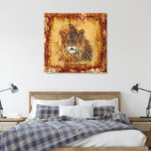 ジャングルエジプトグランジアートキャンバスのライオン キャンバスプリント (インサイチュ (寝室))