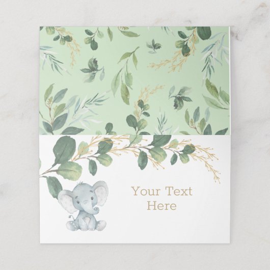 ジャングルエレファントウォーターカラーグリーン金ゴールド緑 プレイスカード (外部開封)