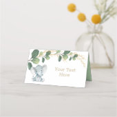 ジャングルエレファントウォーターカラーグリーン金ゴールド緑 プレイスカード (正面)