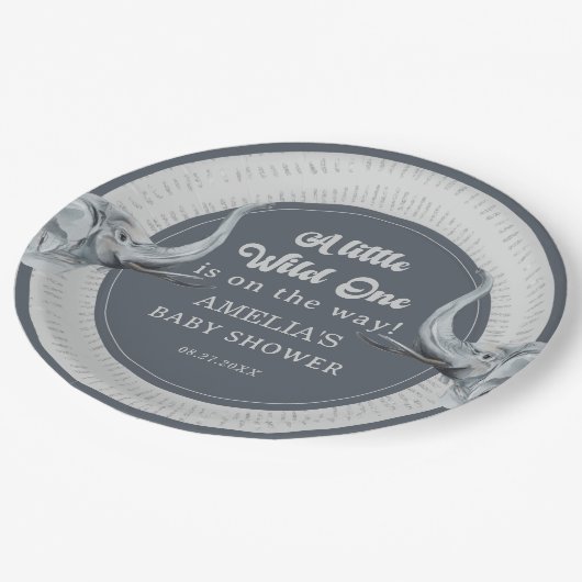 ジャングルエレファントサファリベイビーシャワープレート ペーパープレート (アングル)