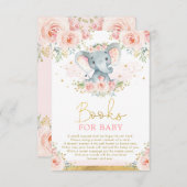 ジャングルエレファントピンク赤面フローラブックスベビー エンクロージャーカード (正面/裏面)