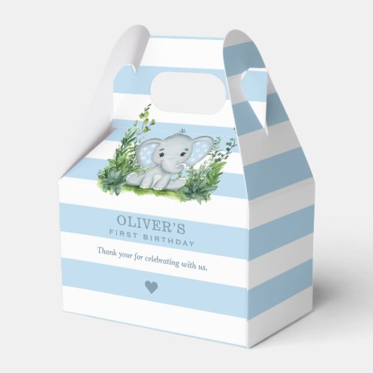 ジャングルエレファントブルー1st誕生日パーティーありがとう フェイバーボックス (裏面サイド)