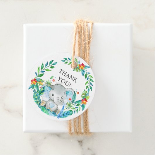 ジャングルエレファントベビージャーシャワーお気に入りギフトラベル フェイバータグ (インサイチュ)