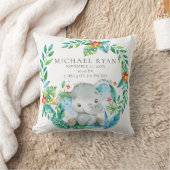 ジャングルエレファントベビー誕生統計ピロー クッション (ブランケット)