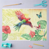 ジャングルオウムと蝶のデコペティッシュペーパー 薄葉紙 (クラフト)