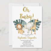 ジャングルオベビーサファリベイビーシャワーボーイ招待状 招待状 (正面)