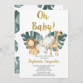 ジャングルオベビーサファリベイビーシャワーボーイ招待状 招待状 (正面/裏面)