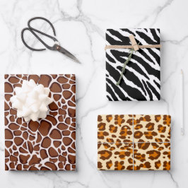 ジャングルカッコいいアニマルプリントのタイルパーティー ラッピングペーパーシート