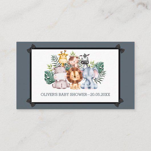 ジャングルカラフルアドベンチャーベビーシャワー アドバイスカード (裏面)