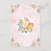 ジャングルガーリーの赤ちゃんシャワー野生動物が本を持ってくる エンクロージャーカード (裏面)