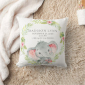 ジャングルガールエレファントベビー誕生統計ピロー クッション (ブランケット)