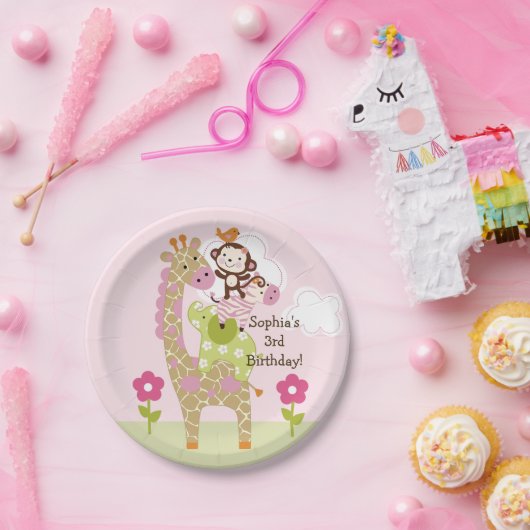 ジャングルガールパーソナライズされたバースデーパーティープレート ペーパープレート (パーティー)