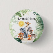 ジャングルキッズパーティーベビーアニマルおもしろい誕生日ラベル 缶バッジ (正面)