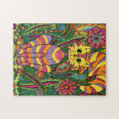 ジャングルキャッカラフルトおもしろいガーデンレインフォレストフラワー ジグソーパズル (横)