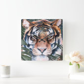 ジャングルキャット-タイガー スクエア壁時計 (ホーム)