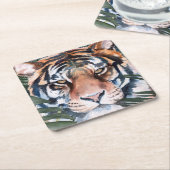 ジャングルキャット – Tiger スクエアペーパーコースター (アングル)