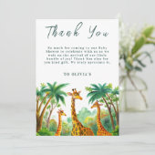 ジャングルキリンかわいいエレガントハローベイビーシャワー サンキューカード (スタンド正面)