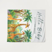 ジャングルキリンかわいいエレガントハローベイビーシャワー タペストリー (正面(横))