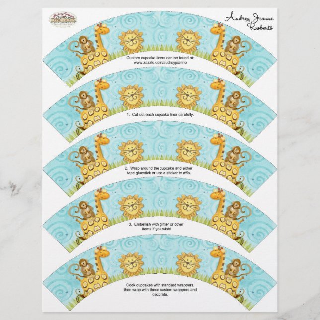 ジャングルキリンベビーカップケーキラッパーシャワーキット (正面)