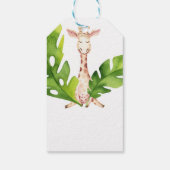 ジャングルキリン水の色ベビーシャワーパーティーの好意 ギフトタグ (裏面)