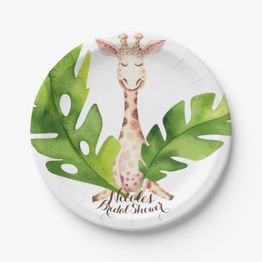 ジャングルキリン水の色ベビーシャワーパーティー ペーパープレート (正面)