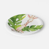 ジャングルキリン水の色ベビーシャワーパーティー ペーパープレート (アングル)