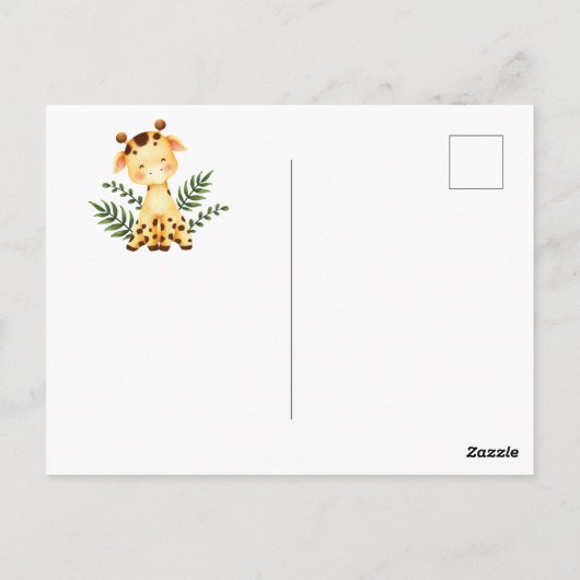 ジャングルキリン赤ちゃんシャワーありがとうはがき ポストカード (裏面)