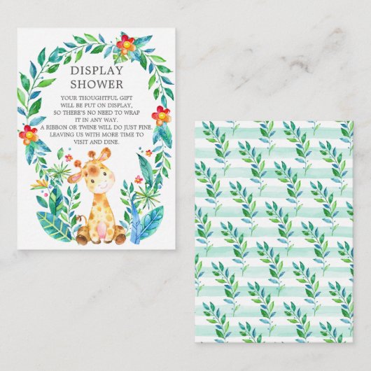 ジャングルキリン赤ちゃんシャワーギフトディスプレイシャワー エンクロージャーカード (正面/裏面)