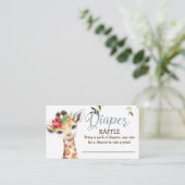 ジャングルキリン青い灰色おむつラッフルベビーシャワー エンクロージャーカード (スタンド正面)