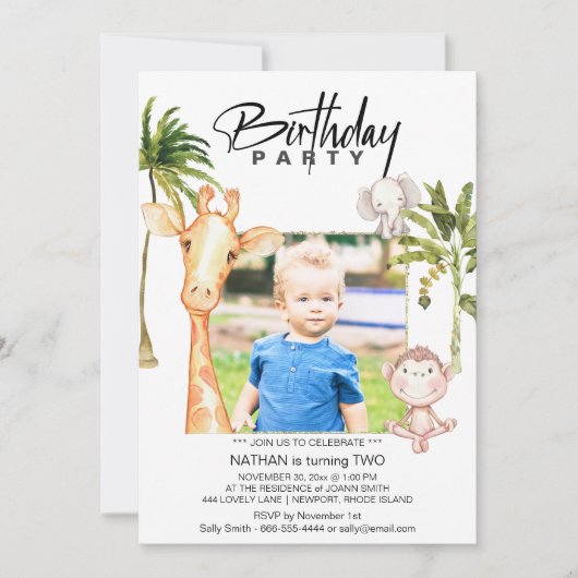 *～*ジャングルキリン2 AR21フォト誕生日  招待状 (正面)
