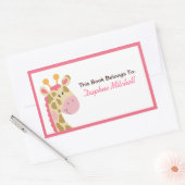 ジャングルキリン(ピンク)カスタムプレートシール 長方形シール (封筒)