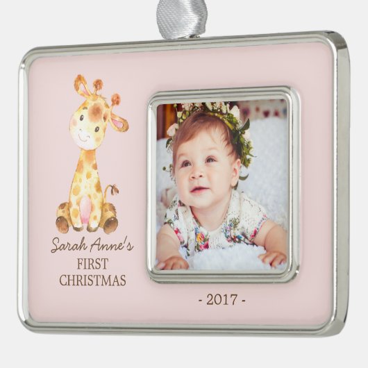 ジャングルキリンBabys 1stクリスマスフォトオーナメント シルバープレートフレームオーナメント (左)