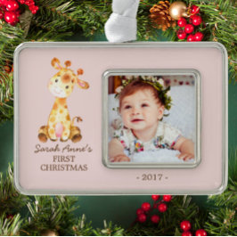 ジャングルキリンBabys 1stクリスマスフォトオーナメント シルバープレートフレームオーナメント