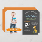 ジャングルキレーフシャルボード誕生日ダイカット招待状 招待状 (正面/裏面)