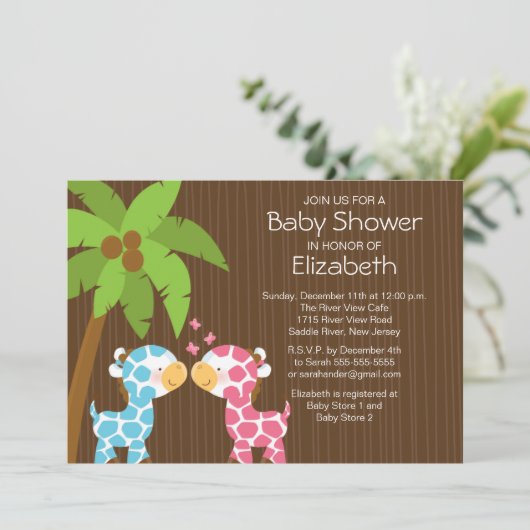 ジャングルキレーフツインズベビーシャワー招待状 招待状 (スタンド正面)