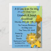 ジャングルキングライオンブルースカイベビーシャワー動物園サファリ 招待状 (正面/裏面)