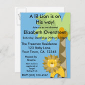 ジャングルキングライオンベビーシャワーブルースカイ動物園サファリ インビテーションポストカード (正面/裏面)