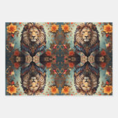 ジャングルキング威厳のあるライオンのヒョウとトラ ラッピングペーパーシート (正面3)