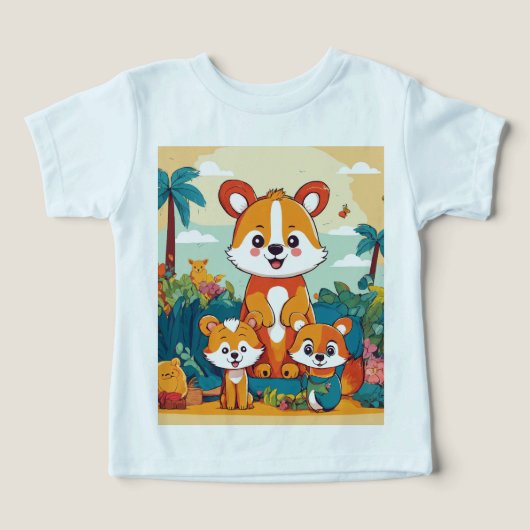ジャングルギグよくはしゃぐ – 動物の仲間Tシャツ (デザイン正面)