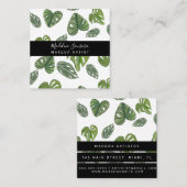ジャングルグリーナリーウォーターカラーモンステラサロンメイクアップ スクエア名刺 (正面/裏面)